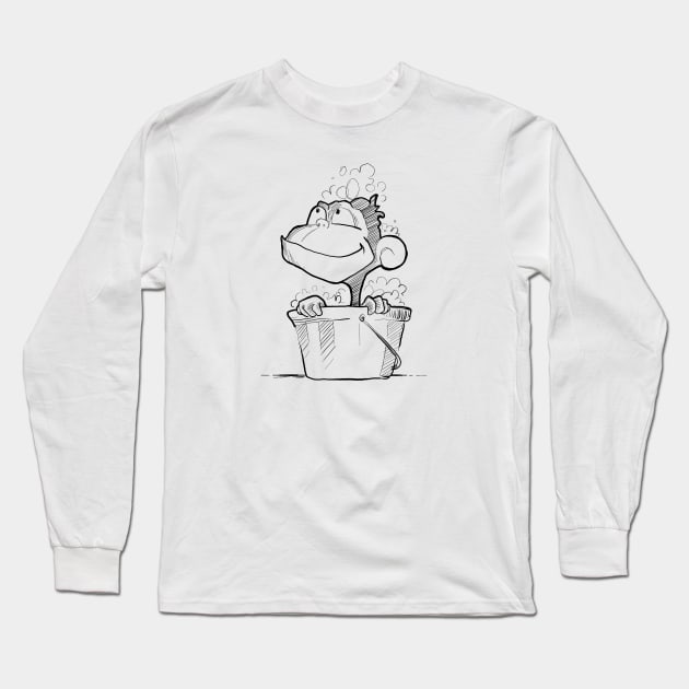 Bathtub monkey Long Sleeve T-Shirt by Jason's Doodles